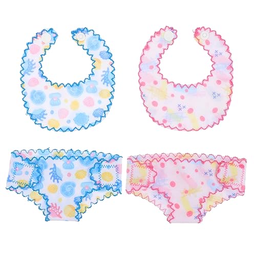 TOYANDONA 2 Sätze Puppenkleidung Puppe Lätzchen Zubehör Für Babypuppen Mädchen Lätzchen Für Puppen Speicheltuch Für Puppen Puppe Speichel Handtuch Unterhose Stoff Blue von TOYANDONA