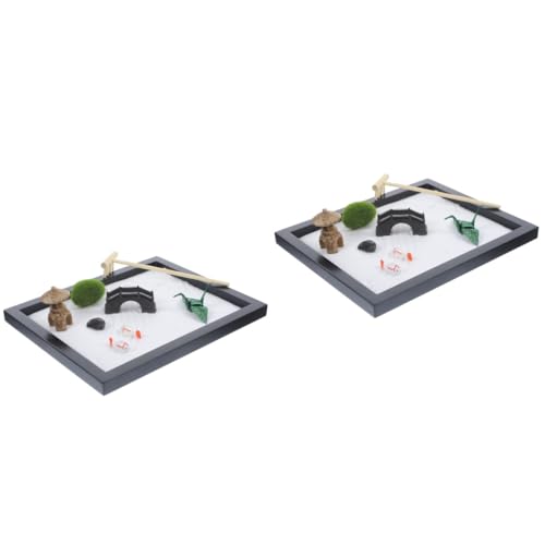 TOYANDONA 2 Sätze Simulations-Sandtisch Bonsai-Kit Mini-Terrarium chinesisches Dekor Figuren dekor meditations meditieren sandkasten bastelset Schreibtischschmuck Haushaltskunst Plastik von TOYANDONA