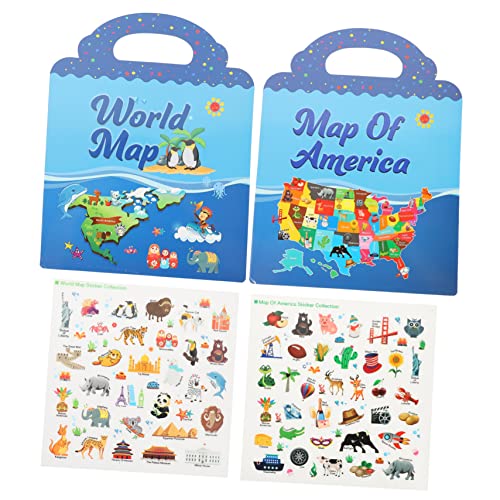 TOYANDONA 2 Sätze Stickerbuch für Kinder Kleinkind Aufkleber Weltkarten-Stickerbuch kinderbeschäftigung kinderzimmer wandsticker Kinderzimmeraufkleber-Boom Stickerbuch für Kleinkinder von TOYANDONA