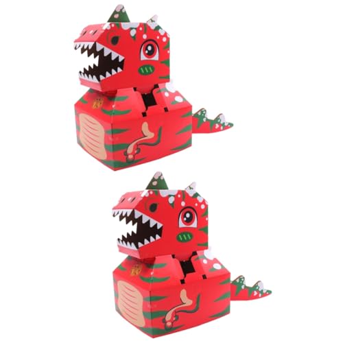 TOYANDONA 2 Sätze Tragbarer Karton Pappschieber Kinder Tun So Papphäuser Für Kinder Zum Ausmalen Tierische Rätsel Tierkostüme Für Kinder Dinosaurier-kartonhelm Farbe Dino-Arten Papier Rot von TOYANDONA