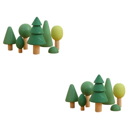 TOYANDONA 2 Sätze Waldbausteine ​​Spielzeug Tischbäume Baum Stapelblöcke Spielzeuge Flaschenbürstenbaum Geometrie Bausteine Dorfbäume Kinderpuzzle Kleine Bäume Stapelspielzeug Mini-Baum Holz von TOYANDONA