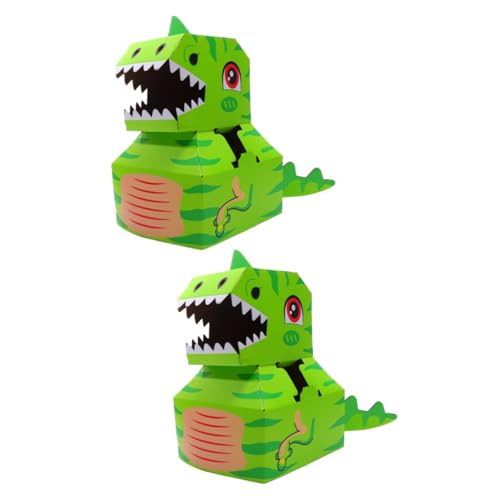 TOYANDONA 2 Sätze tragbarer Karton Pappschieber Dinosaurierhaus aus Pappe Kinder bastelset basteln für Kinder tragbare DIY-Spielzeug-Dinosaurier tragbare Dinosaurier aus Papierkarton Green von TOYANDONA