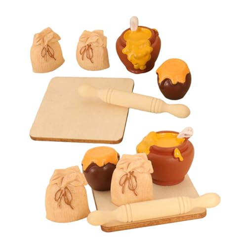 TOYANDONA 2 Satz Miniatur Küchenzubehör für Puppenhaus Detailreiche Backutensilien aus Harz und Holz Inklusive Miniatur Teigroller Honigglas und Mehltüte für Basteln und Fotorequisiten TOYANDONA 2 Satz Miniatur Küchenzubehör für Puppenhaus Detailreiche Backutensilien aus Harz und Holz Inklusive Miniatur Teigroller Honigglas und Mehltüte für Basteln und Fotorequisiten von TOYANDONA