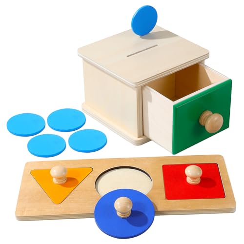 TOYANDONA 2 Satz Münzbox Geometrie Kinderrätsel Spielzeug für Kleinkinder Spielzeug für Babys Puzzles Spielzeug holzspielzeug holzspielsachen Puzzles aus Holz Holzpuzzles für Kleinkinder von TOYANDONA