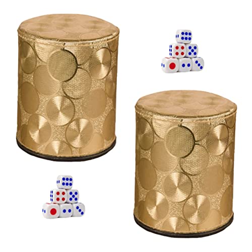 TOYANDONA 2 Sets Box Leder Satin Würfelbecher Spiel Würfelspielzeug Würfelrollbecher Bar Würfelbecher Würfelshaker Pub Würfelspiel Spielzeug Bar Würfelspiel Durchscheinendes Würfelspiel von TOYANDONA