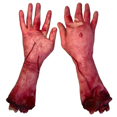 TOYANDONA 2 Stück Halloween Gefälschte Hand Gummi Gefälschte Blutige Hand Gebrochene Männer Hand Blut Halloween Dekoration Abgetrennte Blutige Gliedmaßen Neuheit Tote Gebrochene Hand von TOYANDONA