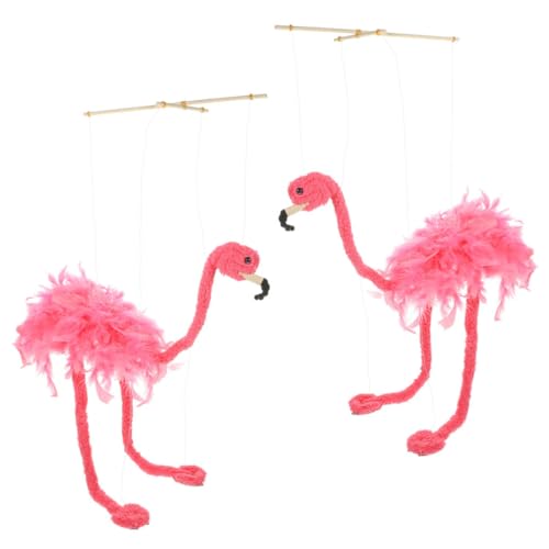 TOYANDONA 2 Stück Schnur Marionette Rosa Plüschmaschine Stellen Sie Sich Vor, Sie Spielen Flamingo-Spielzeug Flamingo-Puppen Ausgestopfter Flamingo Vogelpuppe Den Faden Kordelzug von TOYANDONA