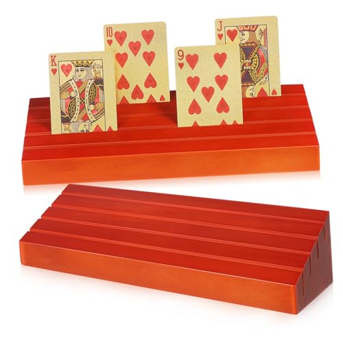 TOYANDONA 2 Stück Spielkartensockel aus Holz spielkartenhalter Spielkarten Halterung Jumbo-Spielkarten große Spielkarten Kartenspiel Anzeige Spielkartenständer Holzständer Kiefernholz Brown von TOYANDONA