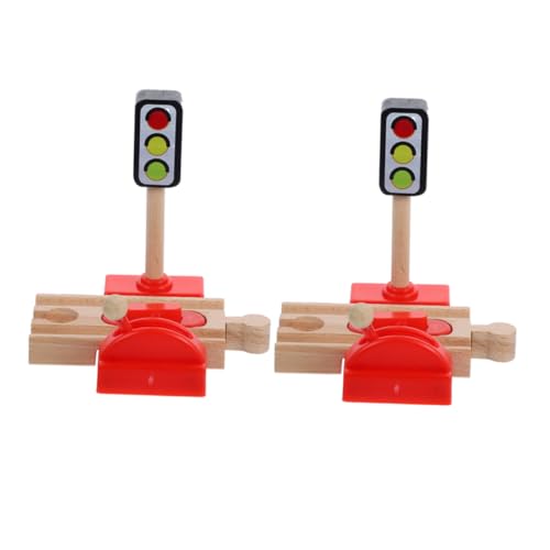 TOYANDONA 2 Stücke DIY Holz Eisenbahn Gleis Zubehör Verkehrs Barriere Mini Zug Ampel Verkehrs Signal Modell Pretend Ampel Modell Pretend Modell von TOYANDONA