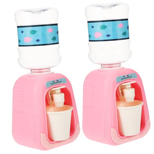 TOYANDONA 2 Stücke Mini Spaß Wasser Dispenser Spielhaus Miniatur Szene Requisiten Dispenser Rutsche Badespielzeug Matte Pool Aufblasbares Rosa Kunststoff von TOYANDONA