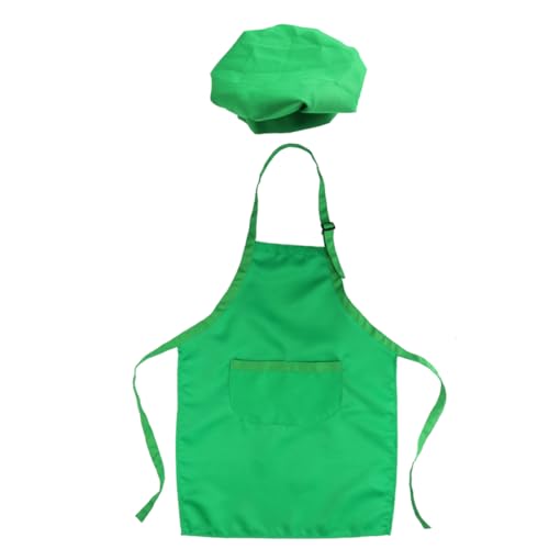 TOYANDONA 2-Teiliges Set Kinderschürze kinderkochmütze kochmützen für Kinder kinderkochbuch Kinderanzug Kinder malen Schürze Handschelle zum Kochen für Kinder Kinderkoch-Spielset Green von TOYANDONA