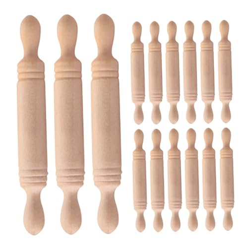 TOYANDONA 20St Mini-Nudelholz Mini- -Requisiten Nudelholz Puppenhaus Antihaft Nudelholz Pasta-Nudelholz Knödel Roller Stift Knödelmacher Brotroller aus Holz kleine Holzrollen Beige von TOYANDONA