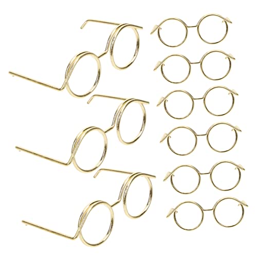 TOYANDONA 20st Mini-brillengestell Neuartige Sonnenbrille Webstuhl Puppenkleidung Augapfel Miniaturartikel Überraschung Puppenaugen Und Bausatz Puppenautositz Neon Charme Metall Golden von TOYANDONA