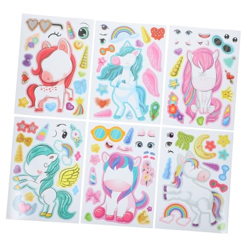 TOYANDONA 24 Blätter Einhorn-DIY-Aufkleber Cute Sticker süße Sticker Gaming Sticker geschenksticker Sticker Gaming DIY Wandtattoo Einhorn-Aufkleber zum Schminken Gesichtsaufkleber Papier von TOYANDONA