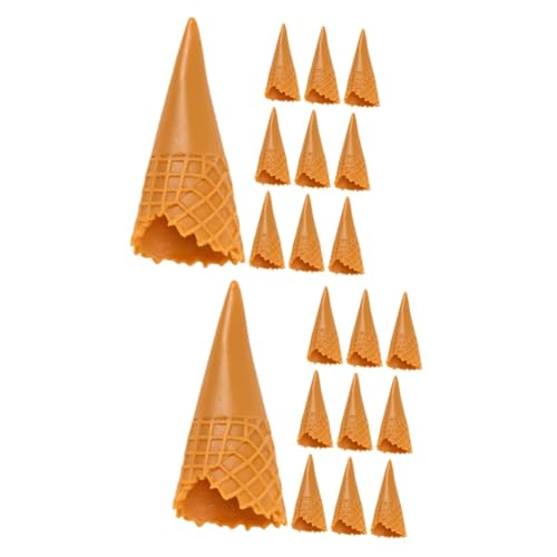 TOYANDONA 24 STK Knuspriger Essensrequisiten Creme Gefälschte Eiswaffel Eiswaffeln Mini Künstlich Miniatur Kinderspielzeug Zapfen Kleines Eistütenmodell Deko Mini-eistüten Brown PVC von TOYANDONA