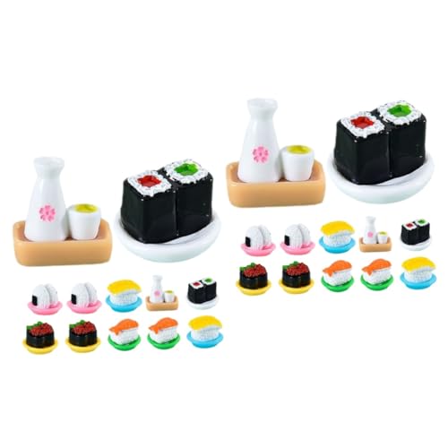 TOYANDONA 24 STK Simuliertes Japanisches Sushi Essen Miniatur-Display-Sushi-Modell Puppenhaus Lebensmittelmodell Japanischer Stil DIY zubehör Requisiten kleines Sushi Dekorationen Harz von TOYANDONA