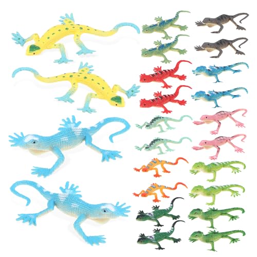 TOYANDONA 24 STK. Eidechsenmodell Würfel Gummiartig Klebrige Hände Masse Salamander- Klebrige Korb Bausatz Stofftier Actionfigur Reptilienspielzeug Kunststoff-PVC von TOYANDONA