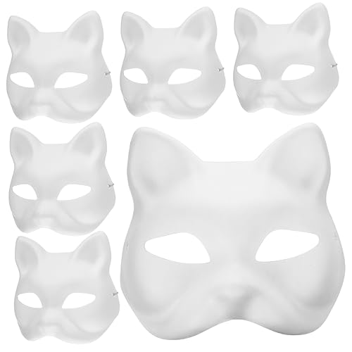 TOYANDONA 24 Stück Leere Masken Aus Zellstoff Theroan Masken Maske Maskerade Party Katze Gruselige Filmmaske Halbgesichtsmaske Basteln Japanische Fuchsmaske Masken Zum Dekorieren von TOYANDONA