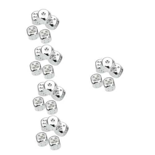 TOYANDONA 25 STK Silberne Metallwürfel Punktwürfel mit runden Ecken spielwürfel spielewürfel große Würfel Punktwürfel aus Metall zarte Würfelstütze Würfel für Partyspiel Würfel-Dekor Silver von TOYANDONA