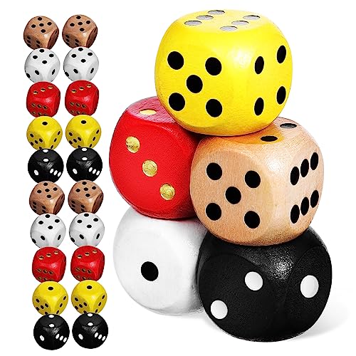 TOYANDONA 25 Stück 6 Farbiges Sieb RPG-würfel Farbige Massenwürfel Punktwürfel Mit Runden Ecken Partywürfel Trinkspielwürfel 6 Seiten Würfel Bunte Würfel Spielwürfel Spielen 0-6 Würfel Holz von TOYANDONA