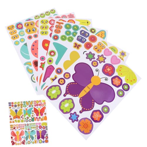 TOYANDONA 27 Blätter Schmetterlings-Puzzle-Aufkleber Puzzlematte Aufkleber Mit Cartoon-Schmetterlingen Wiederverwendbare Schmetterlingsaufkleber Aufkleber Mit Schmetterlingstieren PVC von TOYANDONA