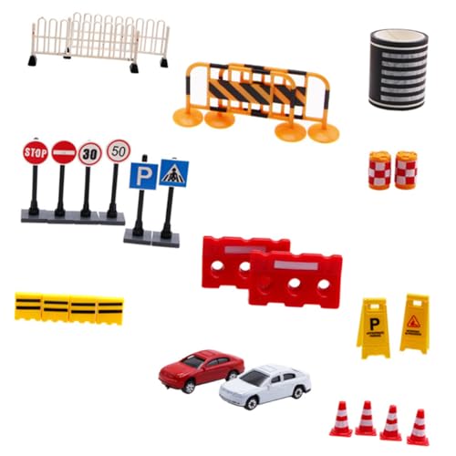 TOYANDONA 27 Stücke Verkehrs Zeichen Straße Band Warndreieck Schwarz Masking Tape Straßen Zeichen Auto Kit Miniatur Sport Für B Mini Kunststoff von TOYANDONA