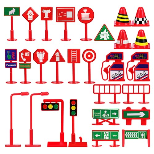 TOYANDONA 28 STK Verkehrszeichen Ampelaufkleber Mini-Bauauto- Mini-Fußballkegel Straßenband verkehrserziehung verkehrsschilder Lernspielzeug für Ampellicht PVC von TOYANDONA