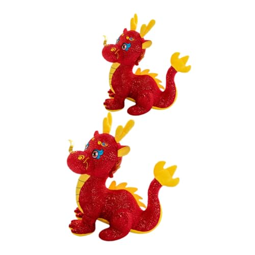 TOYANDONA 2Pcs Jahr der Drachen-Maskottchen-Puppe neujahrsdeko drachenfiguren drachenjahre spielzeuge stofftier Drachen-Neujahrsspielzeug chinesisches neujahrsmaskottchen Plüsch von TOYANDONA