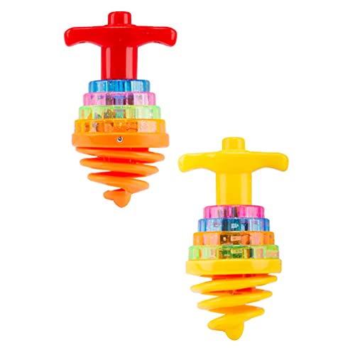 TOYANDONA 2Pcs Mini Blinkt Spinning Tops Spielzeug LED Licht up Kreisel Spielzeug mit Sound Peg Top für Kinder Kinder Party Favors (Gelegentliche Farbe) von TOYANDONA