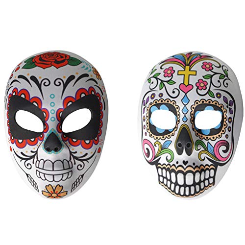 TOYANDONA 2Pcs Tag Der Toten Masken Gesicht Tatoo Masken Halloween Masquerade Kostüm Halloween Party Dia de Los Muertos Dekorationen von TOYANDONA