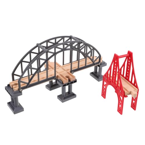 TOYANDONA 2St Eisenbahnspielzeug Zug Eisenbahn zubehör Eisenbahnbrücke Schneeflockenstab Holz Zug Zubehör Brücken Modell Brückenmodell selber Bauen Bahngleisbrücke aus Holz Plastik von TOYANDONA