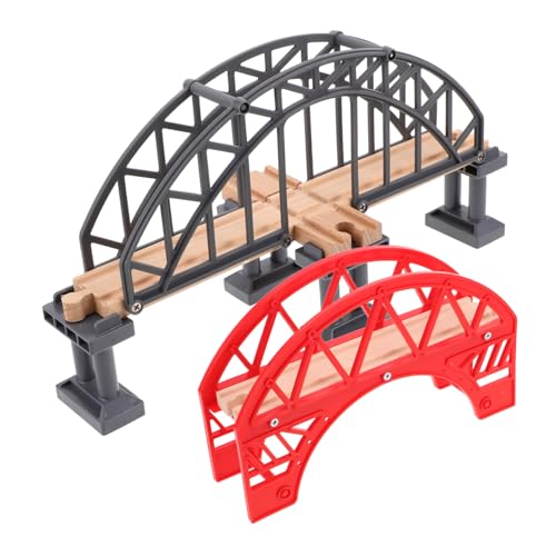 TOYANDONA 2St Gleiszubehör Puzzle-Zug Brücke Zug zubehör Band Drehzahlmesser Auto Kabel Holzeisenbahn Zubehör Train Track Zubehör Zugzubehör aus Holz Holzeisenbahnzubehör Plastik rot von TOYANDONA