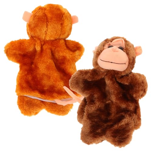 TOYANDONA 2St Handpuppe Monkey Toy Monkey Spielzeug Affenmutter Handpuppe Tierhandpuppe Handaffe-Puppe Affenhand Affenpuppe Storytime-Handspielzeug Handspielzeug für Kinder PP Baumwolle von TOYANDONA