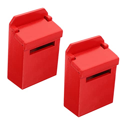 TOYANDONA 2St Letterbox-Modell Miniatur Post Figuren bastelset bastelmaterial für Children Toys Mini-Hausbriefkasten Briefkastenstatue aus Holz hölzern rot von TOYANDONA