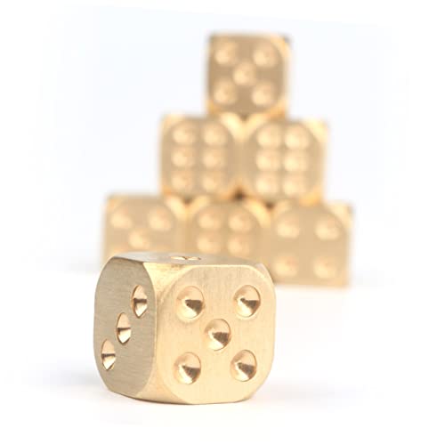 TOYANDONA 2St Messingwürfel Spielwürfel Kneipenwürfel Rollenspiel Würfel Pokerspiele Würfel brettspiele boardgame brettspielr Goldfarbe Unterhaltungswürfel Metallwürfel Golden von TOYANDONA