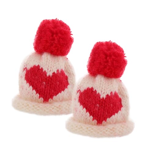 TOYANDONA 2St Mini-Strickmütze Bulk-Hüte riesige Hüte Modehüte grüne Hüte Festliche Hüte Wein Hüte Osterdekoration wohnaccessoires Mini-Weihnachtsbasteleien Mini-Hutverzierungen Stricken von TOYANDONA