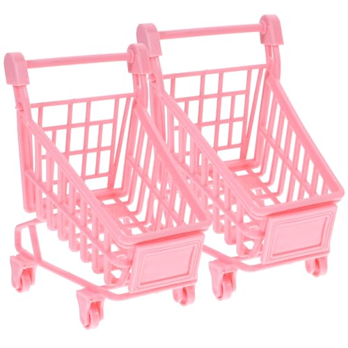 TOYANDONA 2St Mini-Trolley Tasche faltbar Sitz Wagen Korb Storage Trolley ablagekörbe deko Home schubkarre deko Pinker Trolley-Ornamente Babyzubehör Eisen Rosa von TOYANDONA