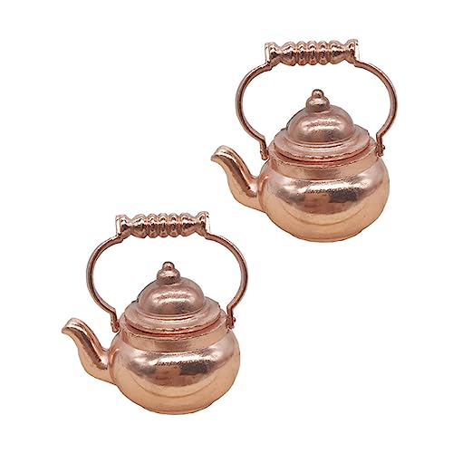 TOYANDONA 2St Mini-Wasserkocher-Modell Natal Topfpflanzendekoration Armbandständer Buntbarsch FA Mini küchengeräte Mini kitchenware Heimdekoration Geschirr wasserkocher Messing Golden von TOYANDONA