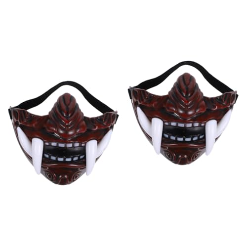 TOYANDONA 2St Monstermaske Halloween Halbgesichtsmaske des Teufels Oni- -Maske Monster Hannya Maske masken für karneval rote maske japanische Frauenmaske Partyzubehör Kunststoff von TOYANDONA