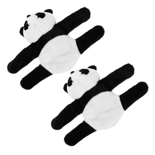 TOYANDONA 2St Panda-Slap-Armband Schlagarmband für Schlagarmbänder für Hugger Slap-Armband Armbinde Plüsch-Tier-Slap-Armband Gefülltes Panda-Hugger-Slap-Armband Black von TOYANDONA