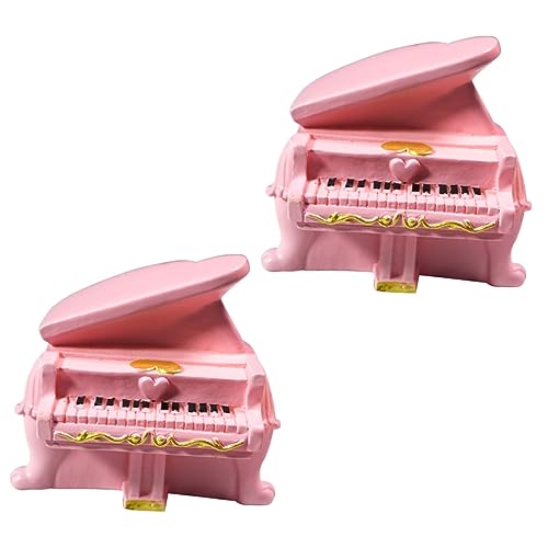 TOYANDONA 2St Piano-Modell Mini-Klavierfigur Miniatur-Hausmöbel Mini-Puppenhausklavier Mini- Piano House Decoration Mini-Hausdekor-Accessoires Klavierverzierungen aus Harz Rosa von TOYANDONA