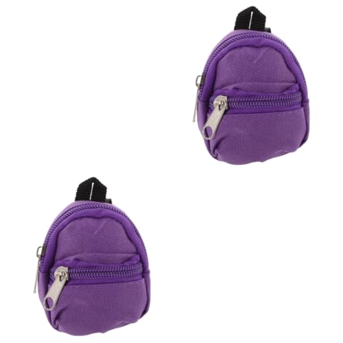 TOYANDONA 2St Puppenrucksack puppenzubehör puppenhaus deko Mini-Schultasche Puppenreisetasche Spielzeuge Büchertasche Mikroszenenverzierungen Mini-Hausdekor-Accessoires Stoff Violett von TOYANDONA