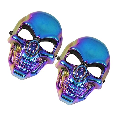 TOYANDONA 2St Schädelmaske leuchtende Totenkopfmasken Halloween-Kostüme für halloween masken halloweenmaske Partymaske Kostümparty-Totenkopfmaske plattierte Totenkopfmaske pp Colorful von TOYANDONA