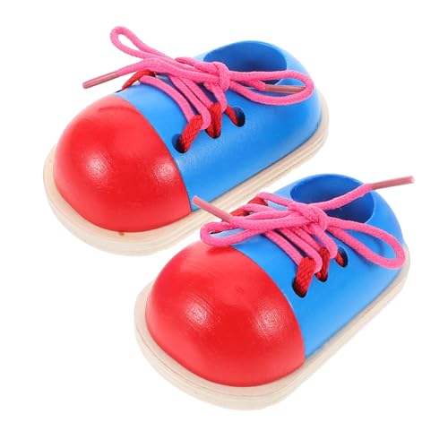 TOYANDONA 2St Schnürsenkel für die Früherziehung Früherziehungsspielzeug Schnürschuhe Schnürsenkel binden Holzschuh binden Schuhbindeübungen für Kinder Schnürschuhspielzeug aus Holz hölzern von TOYANDONA