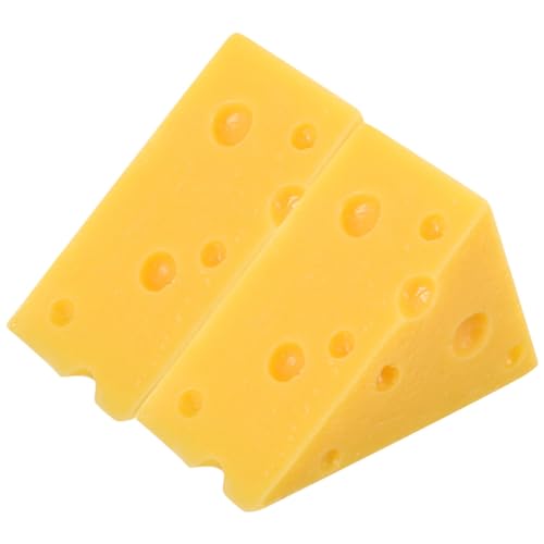 TOYANDONA 2St Simulationskäsemodell gefälschte Raupe Käsespielzeug realistisches Kunstkäse Simulation Käse Leichtgewichtige Accessoires Käse-Modell-Ornament Käse-Requisite Harz Yellow von TOYANDONA