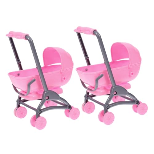 TOYANDONA Baby Spielzeug 2st Spielzeugkinderwagen Für Puppenwagen Kinderwagen Zubehör Für Babypuppen Puppenhausmöbel -Kinderwagen Für Puppen Puppe Süßer Kinderwagen Abs Rosa von TOYANDONA