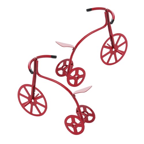 TOYANDONA 2St Zubehör für Puppenhäuser Mini-Fingerbike Fahrradverzierung Puppenhaus Miniatur Fahrrad Mini-Bike-Figur Puppenhaus-Dreirad Miniatur-Dreirad kleines Fahrradmodell Legierung rot von TOYANDONA