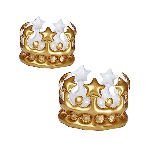 TOYANDONA 2St aufblasbare PVC-Spielzeuge Goldene Krone aufblasbare Kostüme Girlande Krönung aufblasbares Stirnband igelkostümkinder fashing costume Krone für Party-Deko-Hüte von TOYANDONA