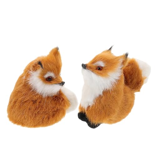 TOYANDONA 2St kleine fuchsverzierung Plüsch Tierfigur Kuscheltiere aus dem Wald Waldtierfiguren Simulation Plüschtiere Fuchs-Ornament ausgestopfter Fuchs Plüschtier Plastik Light Brown von TOYANDONA