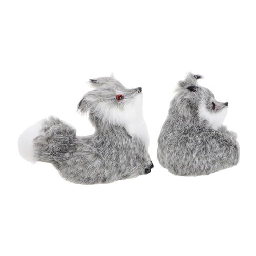 TOYANDONA 2St kleine fuchsverzierung Waldtierfiguren Fuchsplüsch Simulation Plüschtiere Simulationstiere Fuchs-Ornament Plüsch Tierchen Plüschtier Fuchs Kuscheltier Fuchs Plastik Grey von TOYANDONA